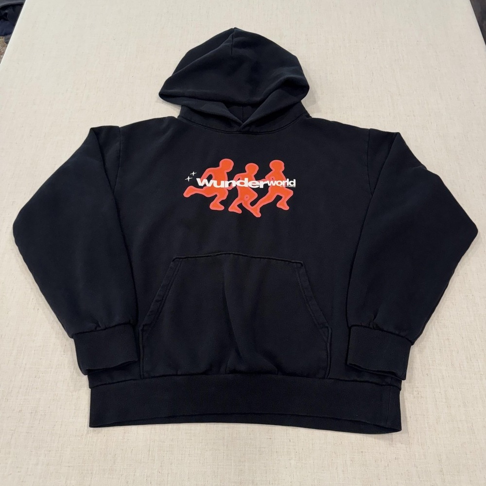 Aries Wunderworld Black Red Unisex Large Hoodie EUC Pullover Graphic